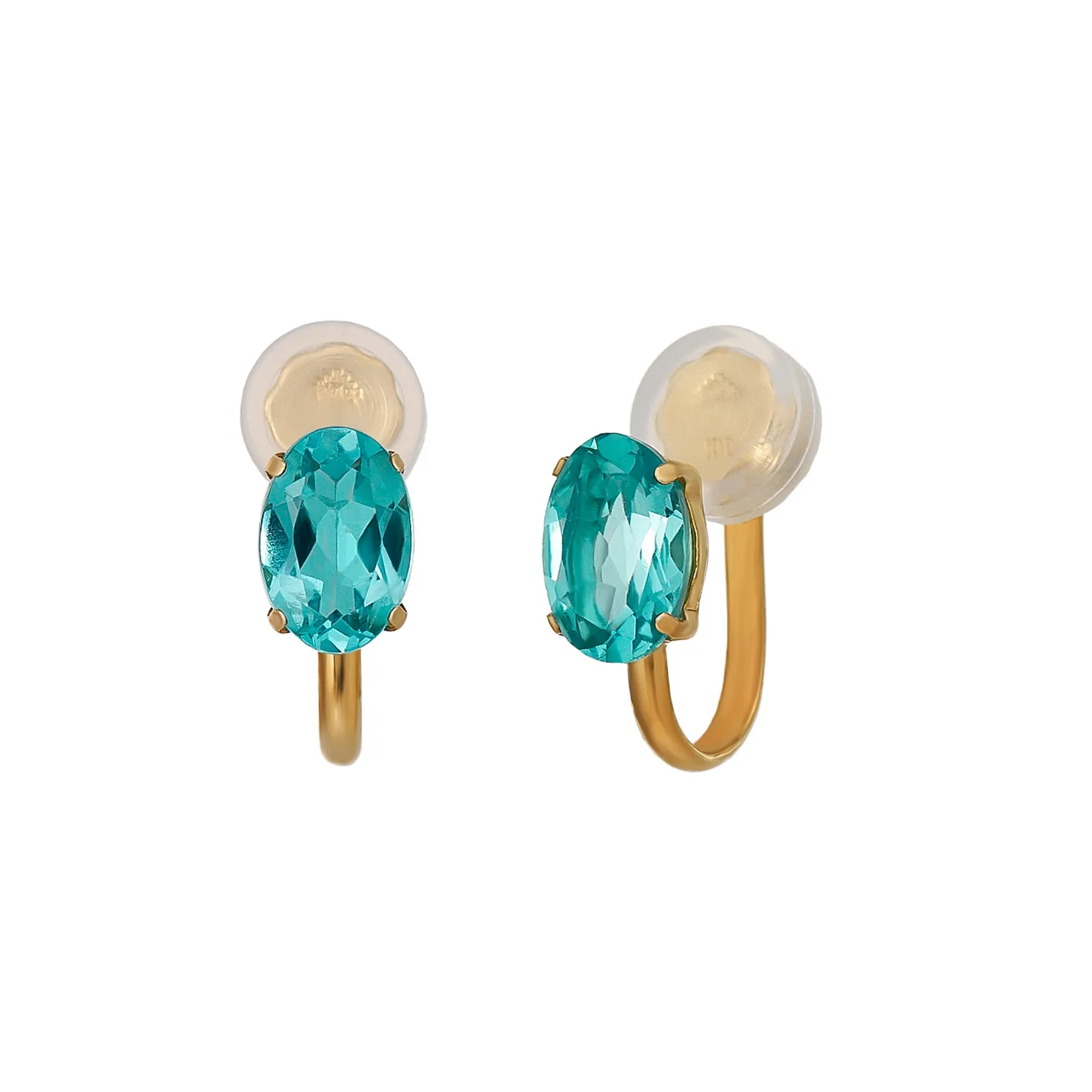 [Airy Clip-On Earrings] 10K Apatite Earrings (Yellow Gold)