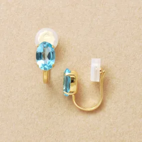 [Airy Clip-On Earrings] 10K Apatite Earrings (Yellow Gold)