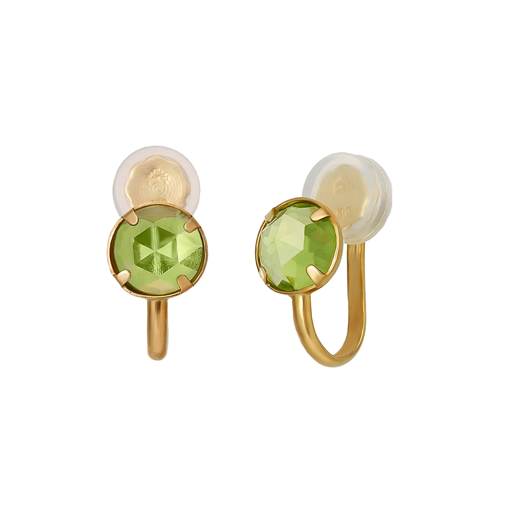 [Airy Clip-On Earrings] 10K Peridot Earrings (Yellow Gold)