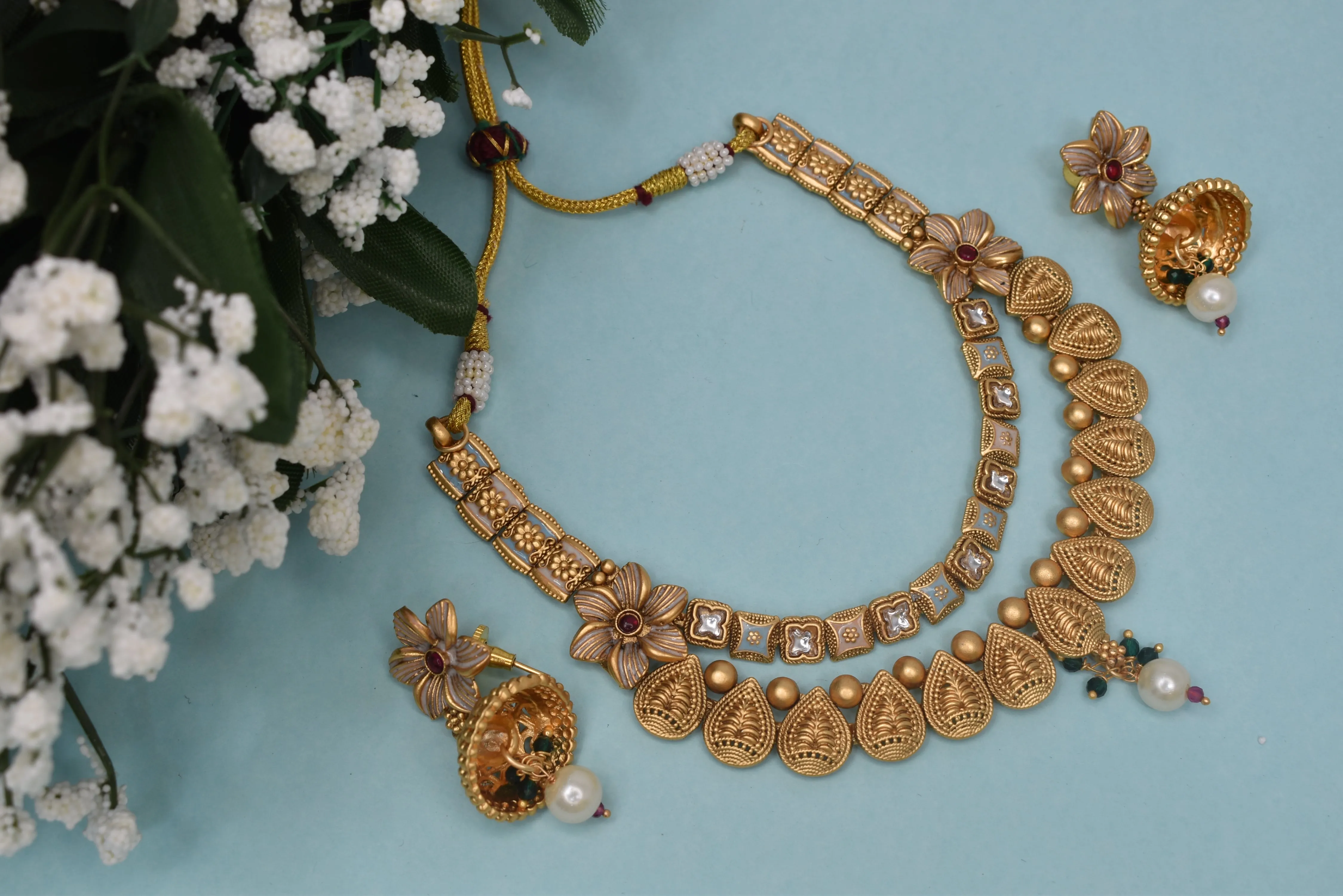 Antique Gold-Plated Layered Charm Necklace