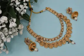 Antique Gold-Plated Layered Charm Necklace