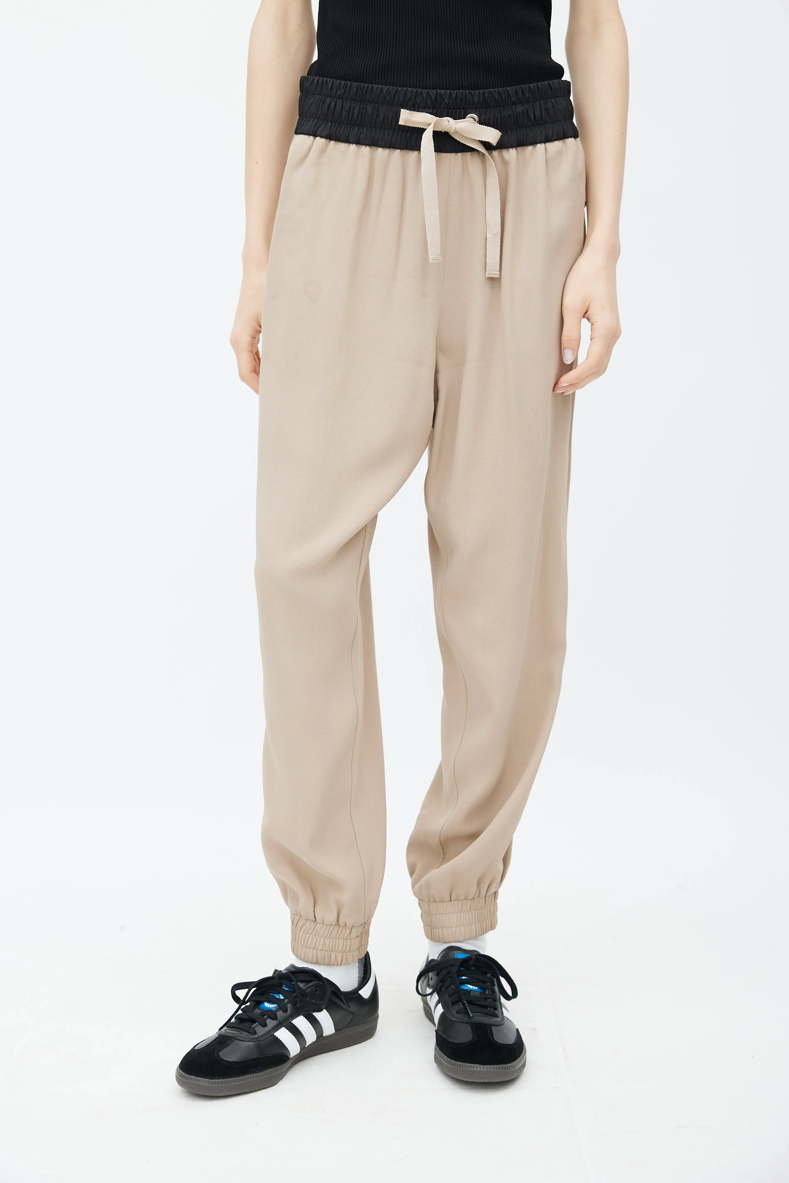 Beige Logo Elastic Jogger