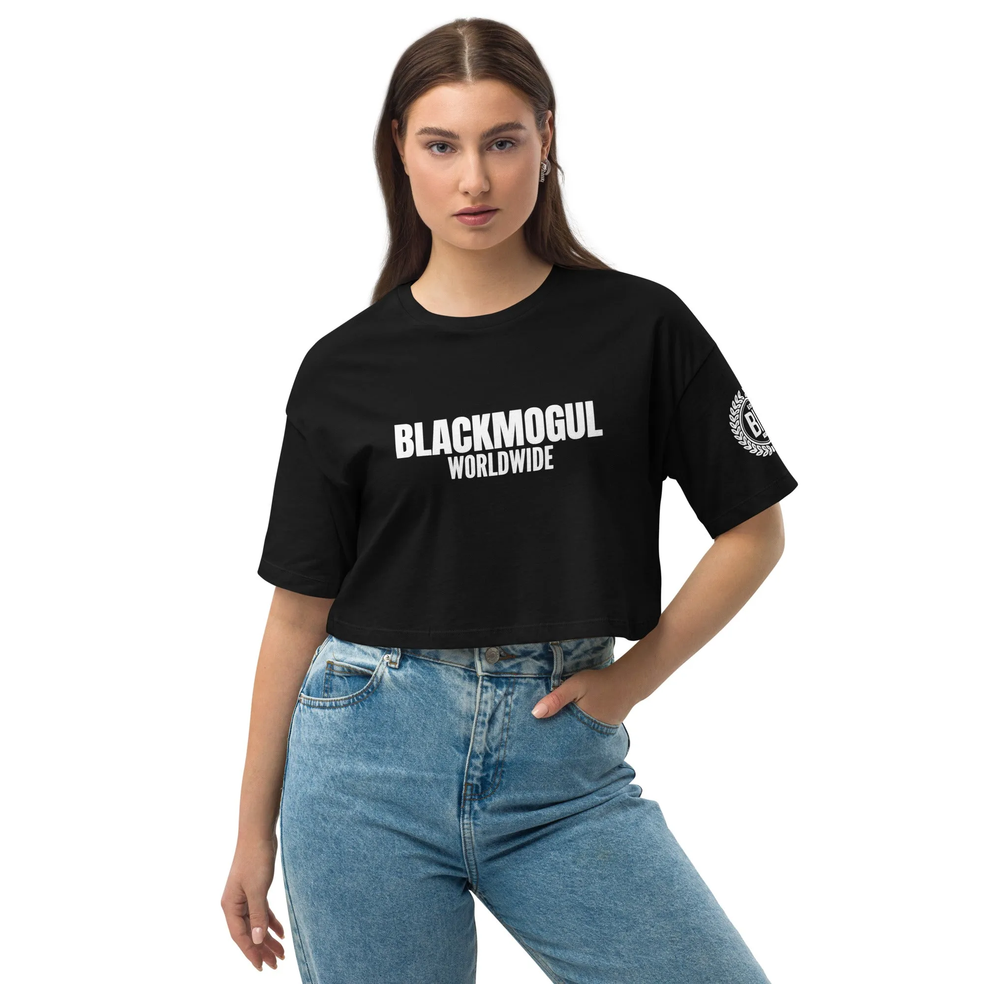 Black Mogul Worlwide Loose drop shoulder crop top