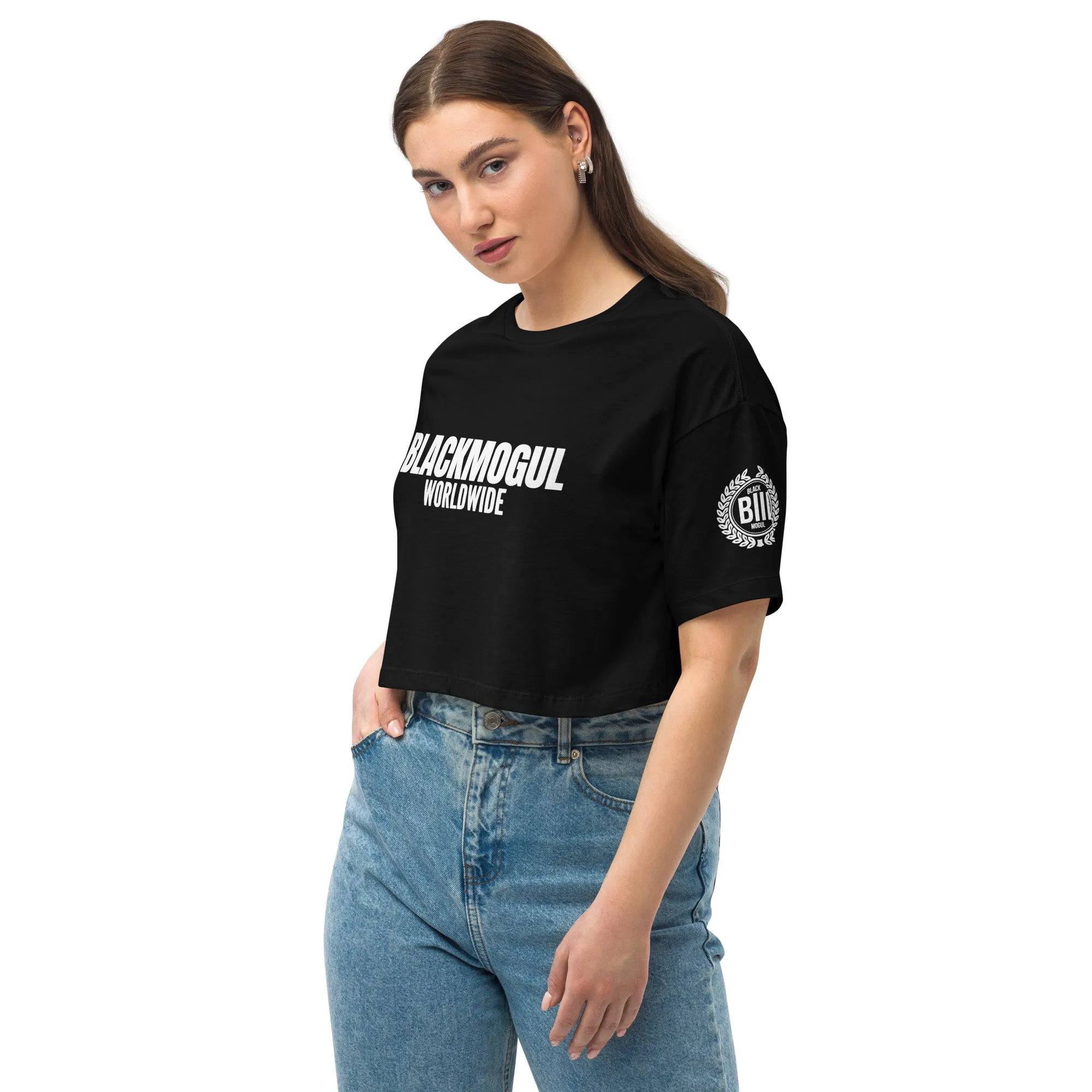 Black Mogul Worlwide Loose drop shoulder crop top