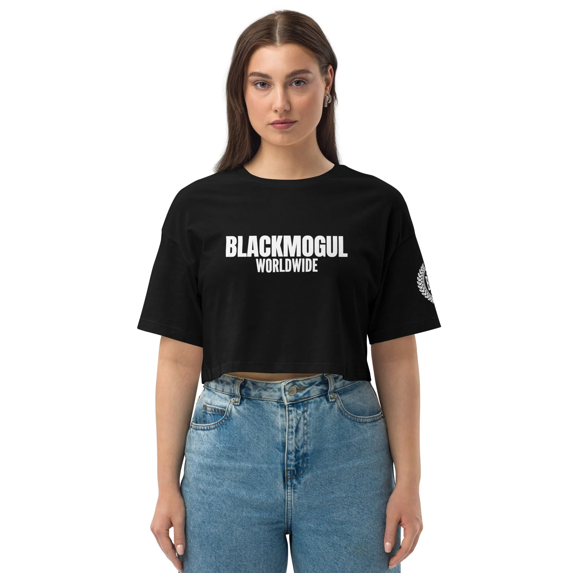 Black Mogul Worlwide Loose drop shoulder crop top