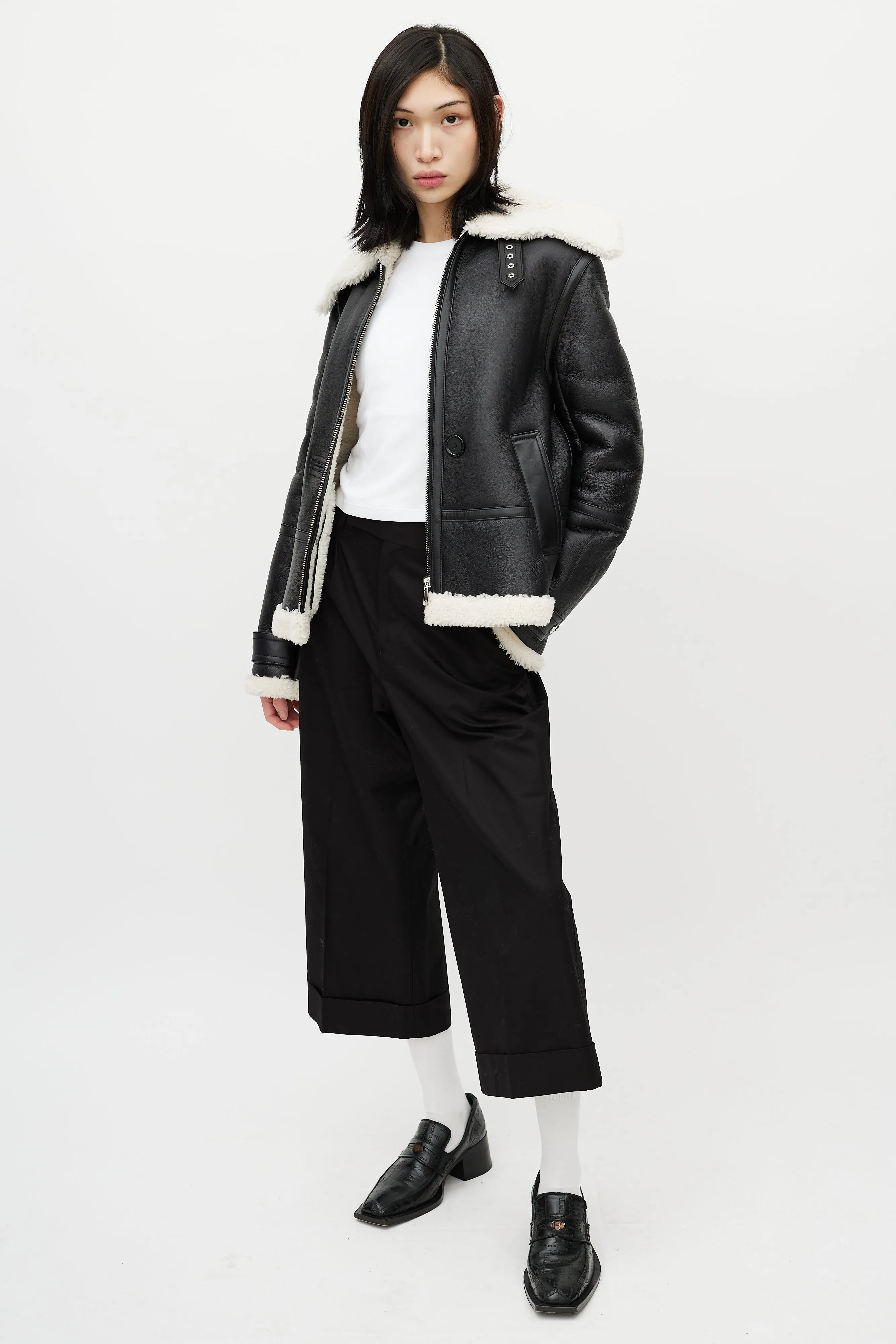 Black Pleated Wide Leg Trouser
