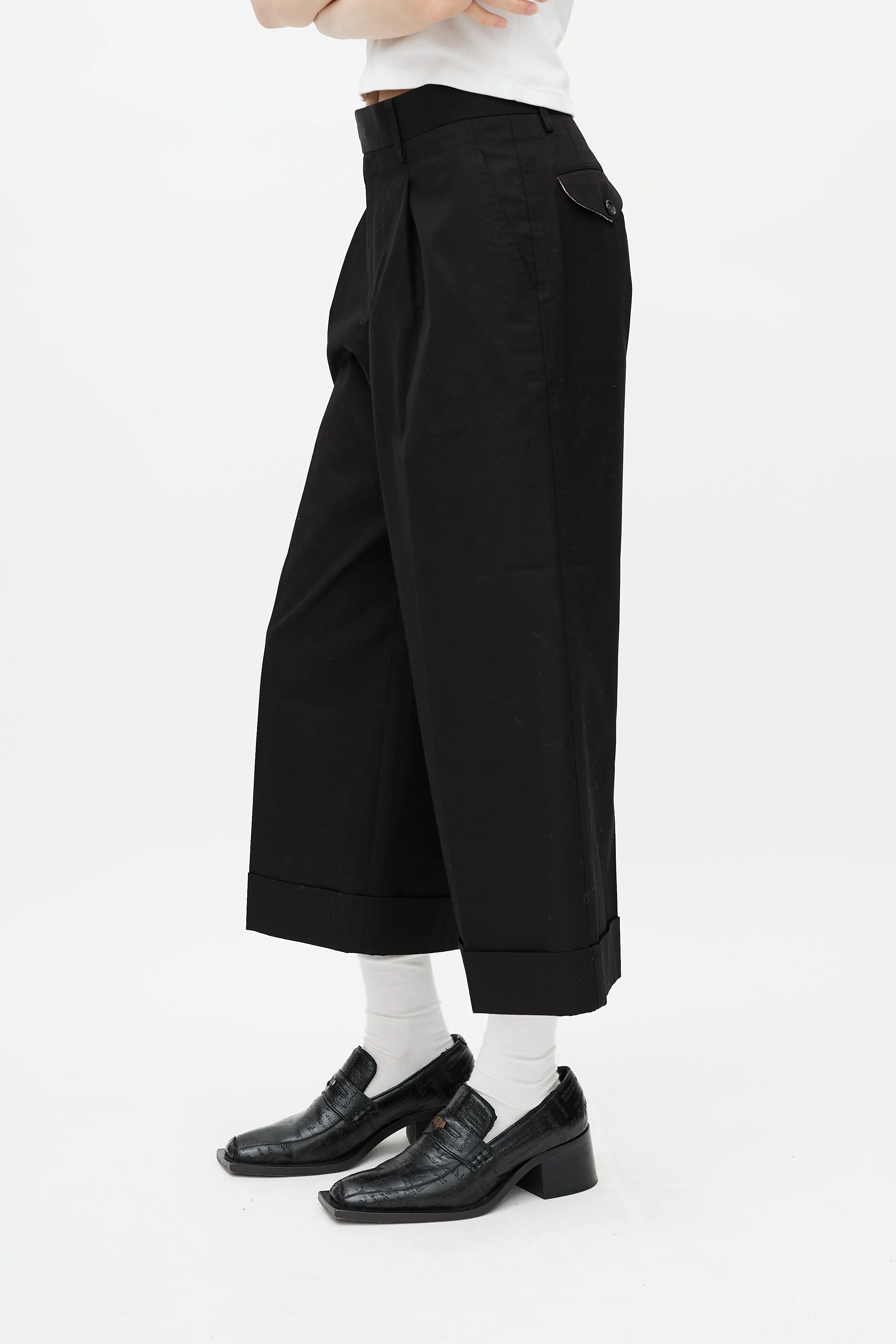 Black Pleated Wide Leg Trouser