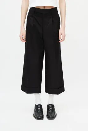 Black Pleated Wide Leg Trouser