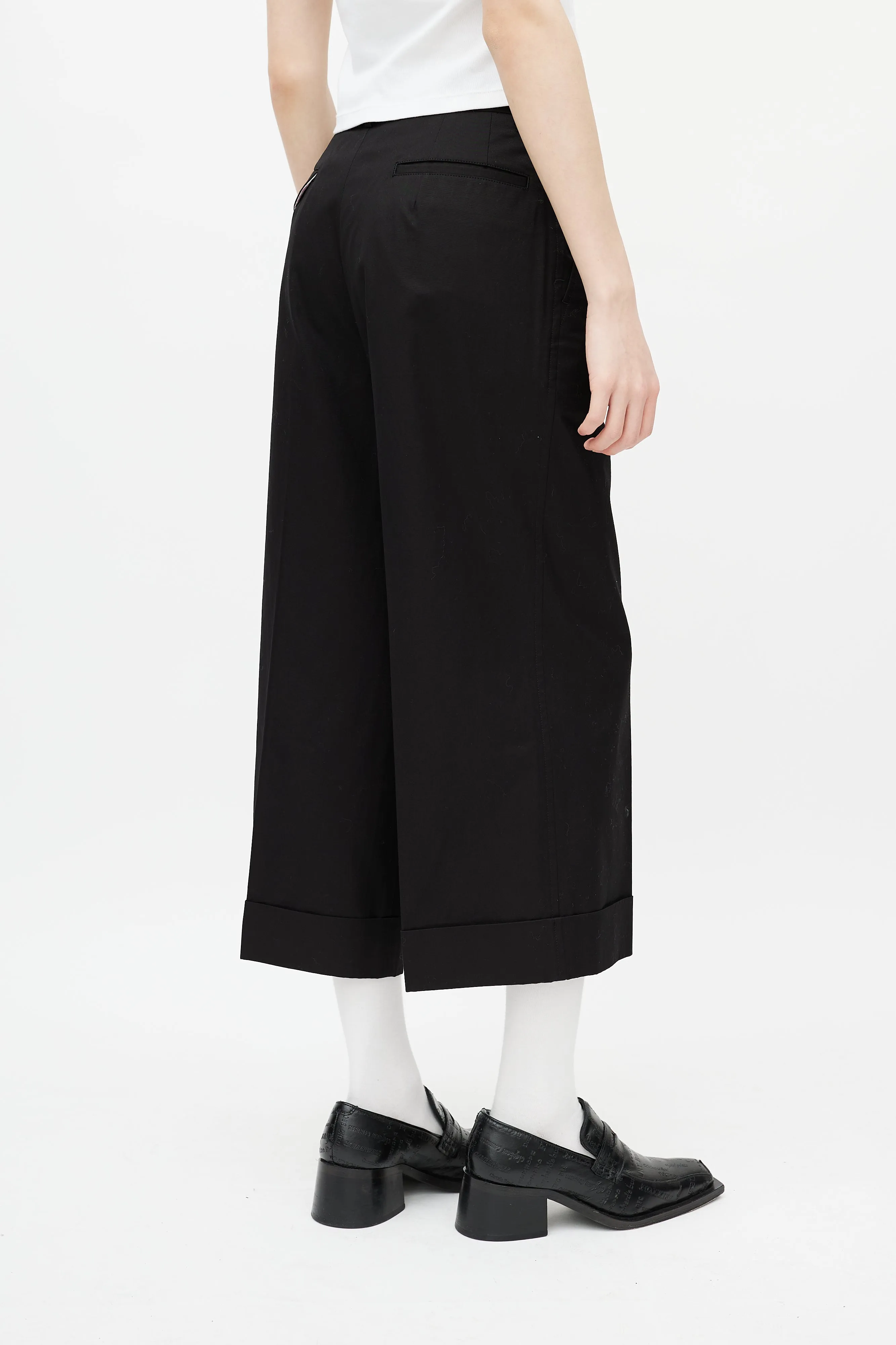 Black Pleated Wide Leg Trouser
