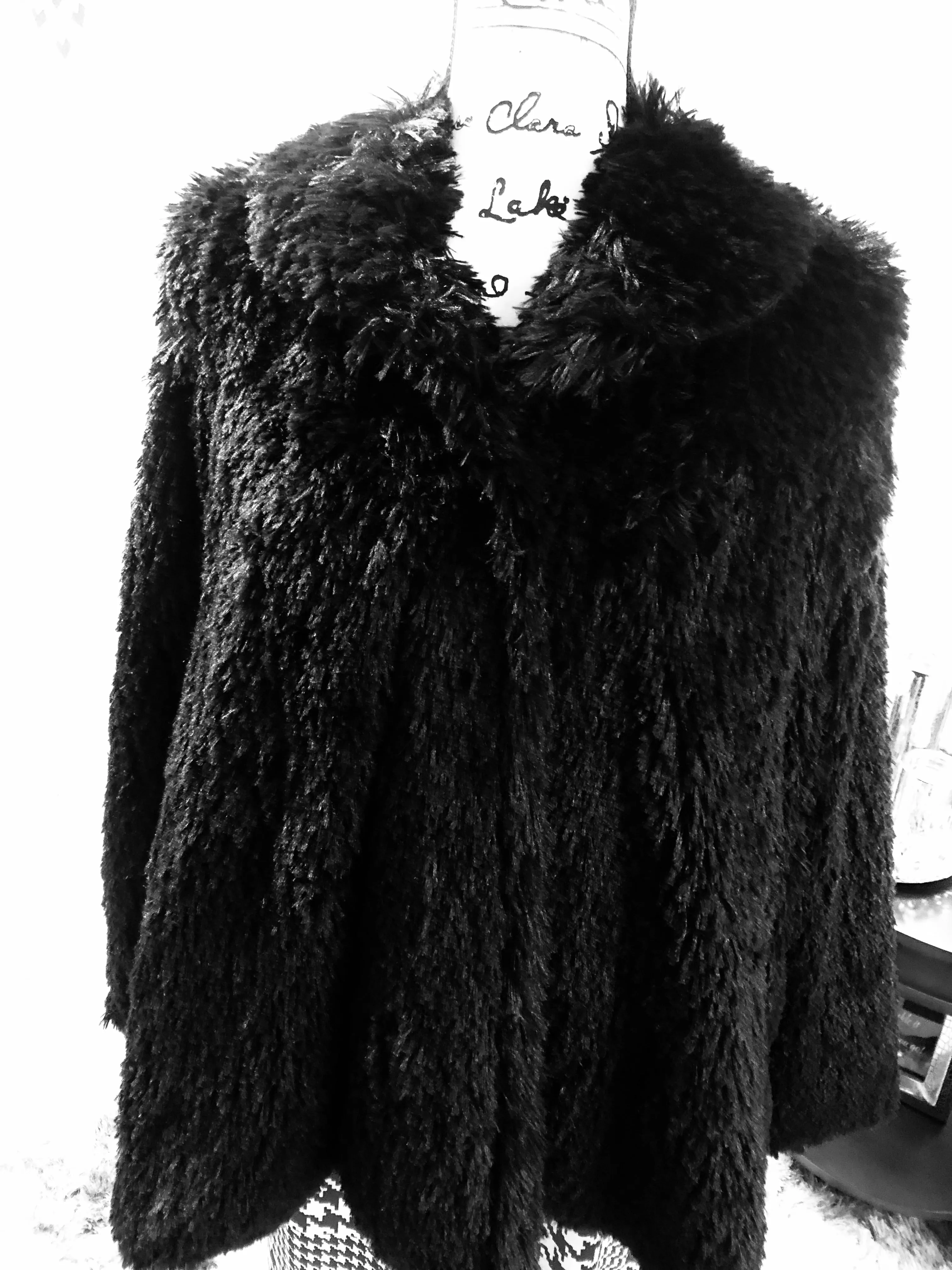 Black Shaggy Swing Coat