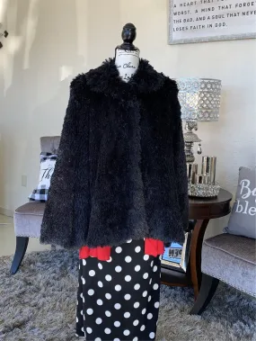Black Shaggy Swing Coat
