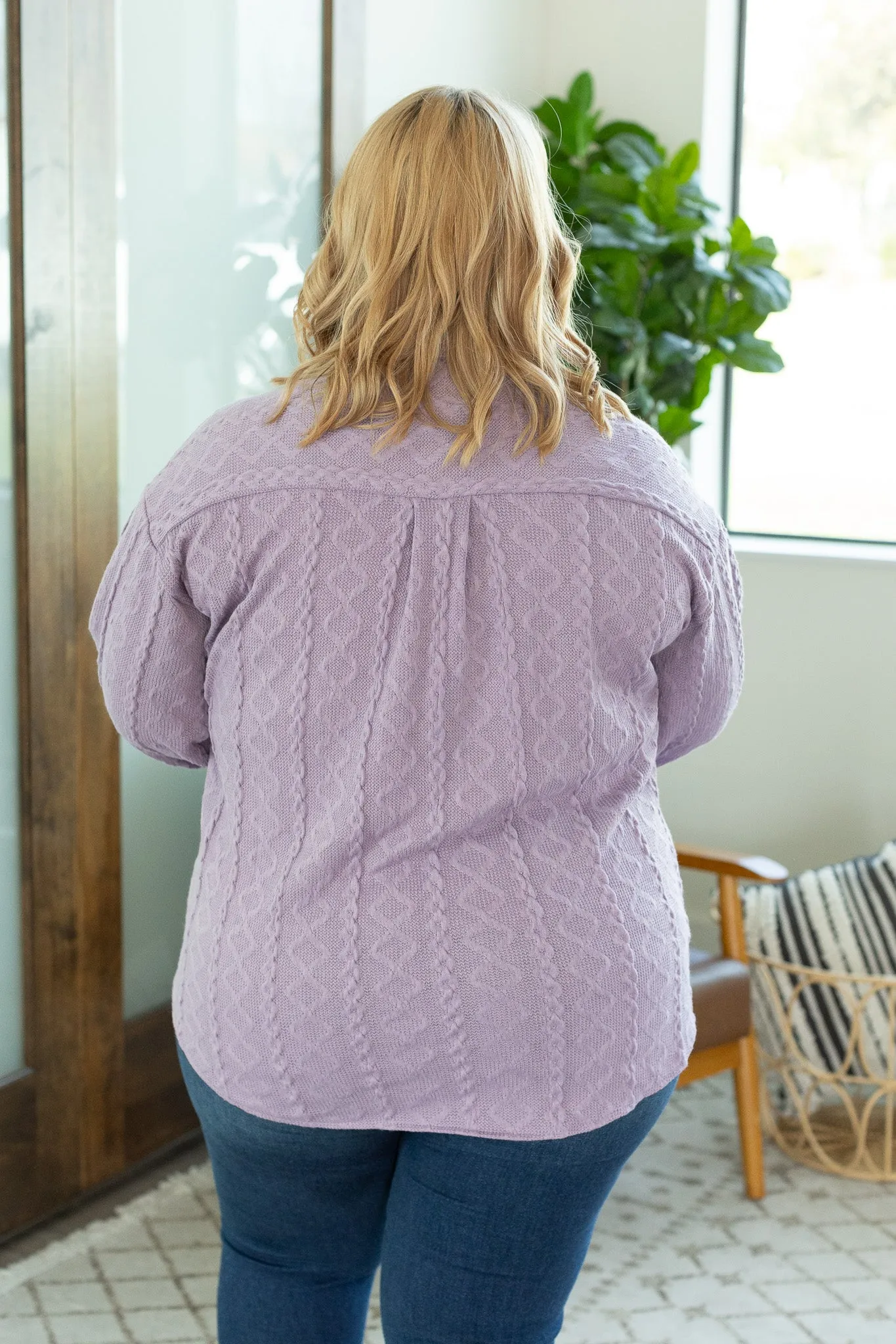 Cable Knit Shacket - Lavender by Michelle Mae