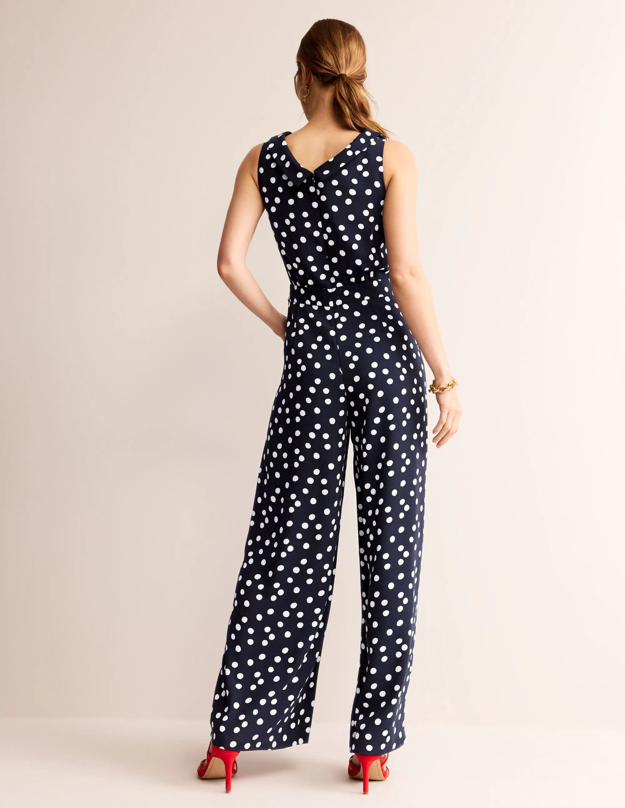 Clarissa Jumpsuit-Navy, Abstract Dot