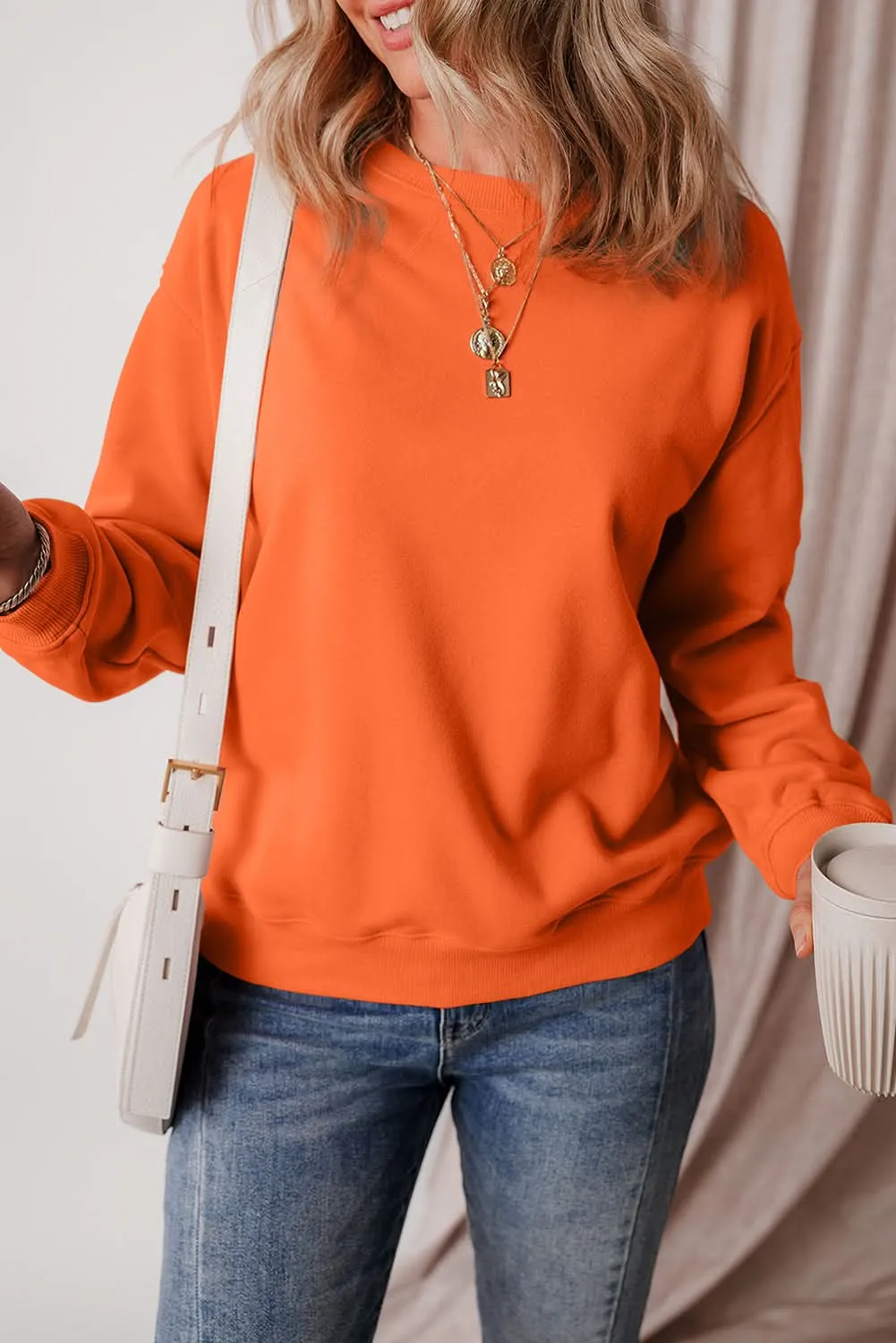Cozy russet orange fleece sweatshirt