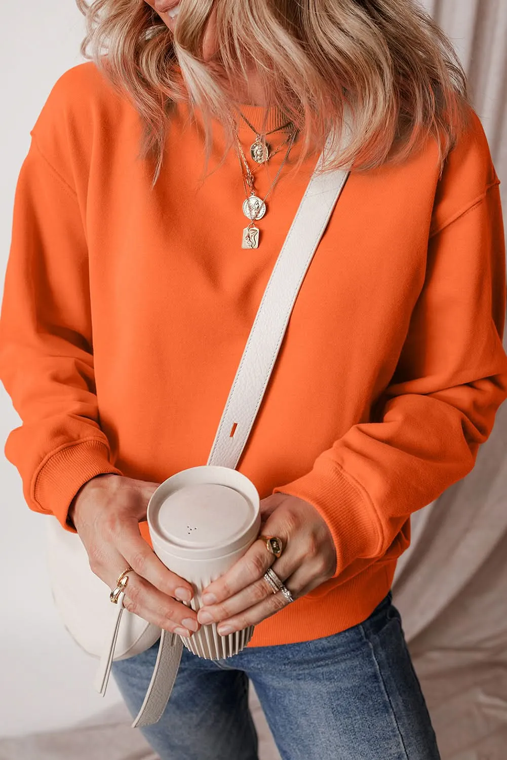 Cozy russet orange fleece sweatshirt