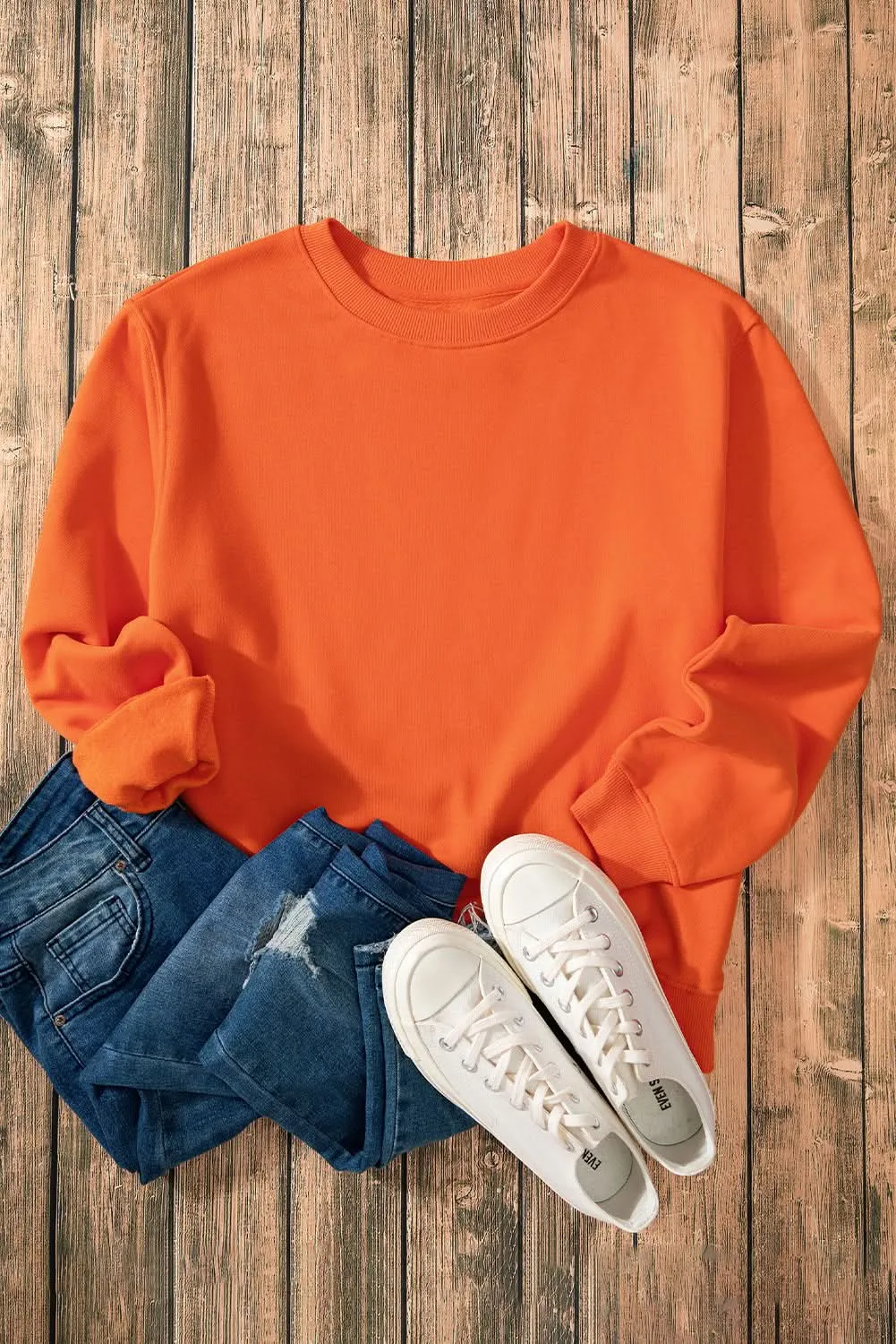 Cozy russet orange fleece sweatshirt