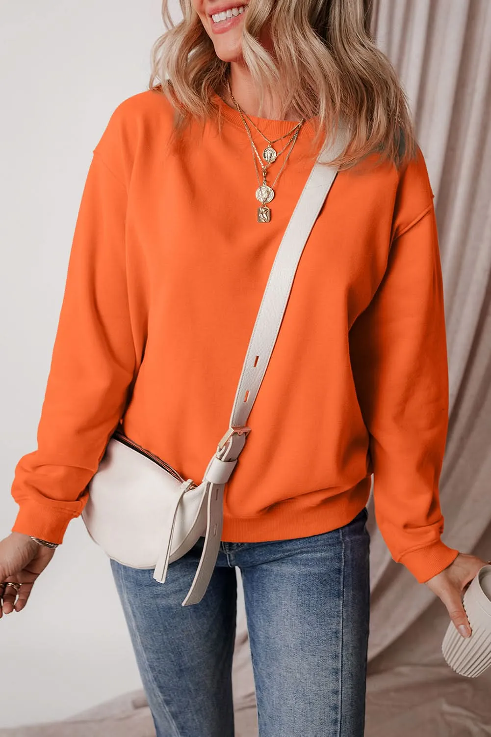 Cozy russet orange fleece sweatshirt