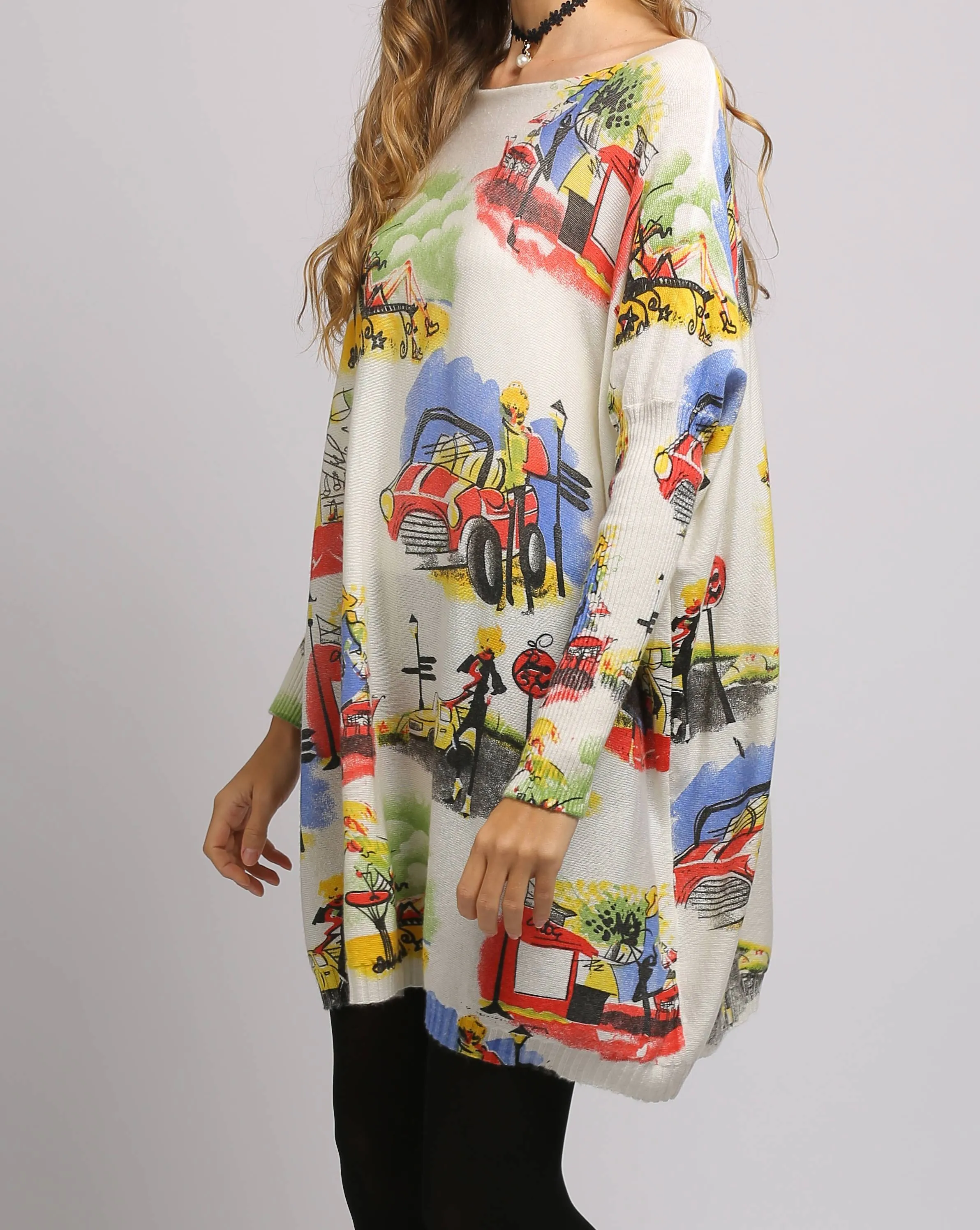 ellazhu Women Fall Long Sleeve Crewneck Loose Casual Sweater Sweatshirts DH03