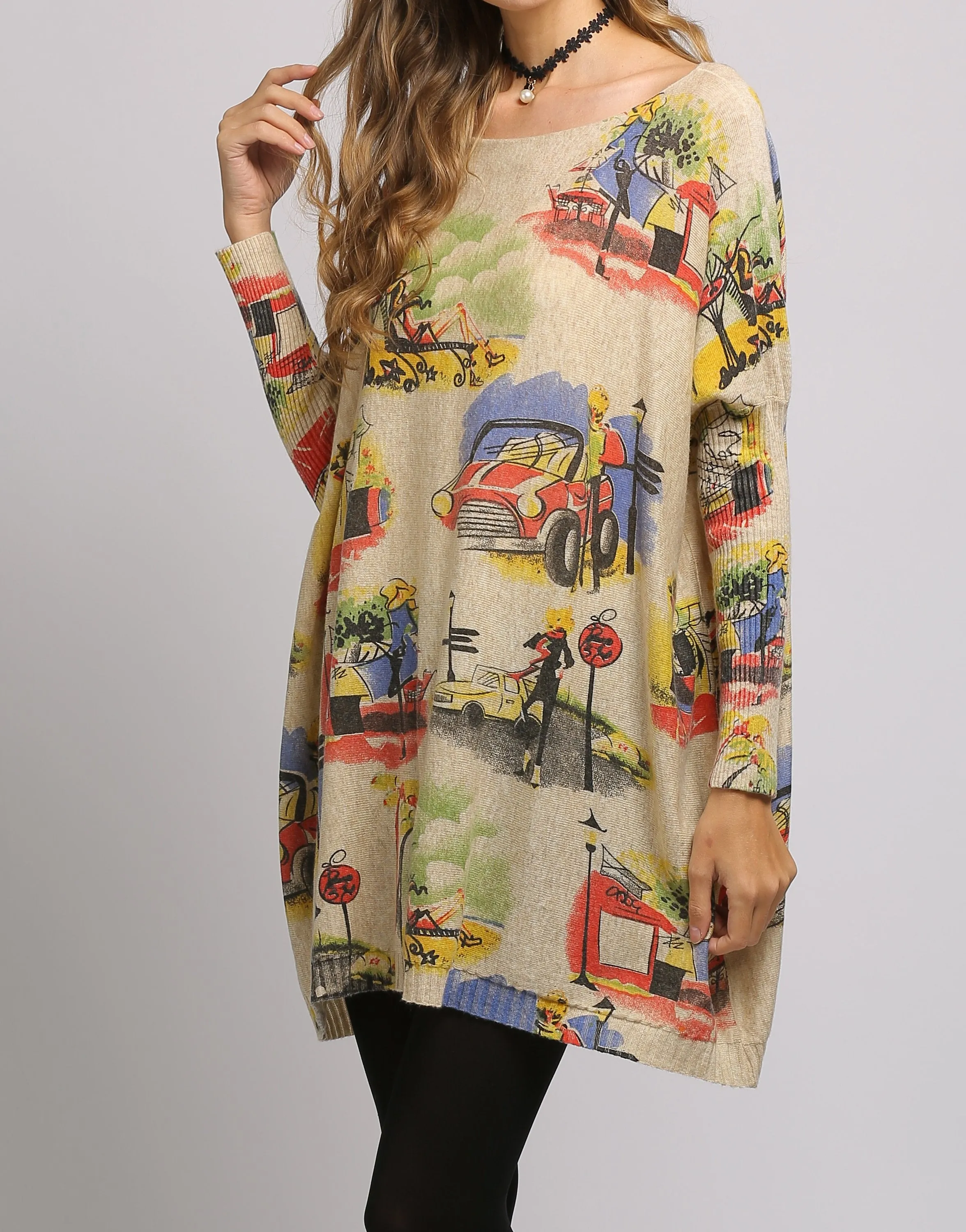 ellazhu Women Fall Long Sleeve Crewneck Loose Casual Sweater Sweatshirts DH03