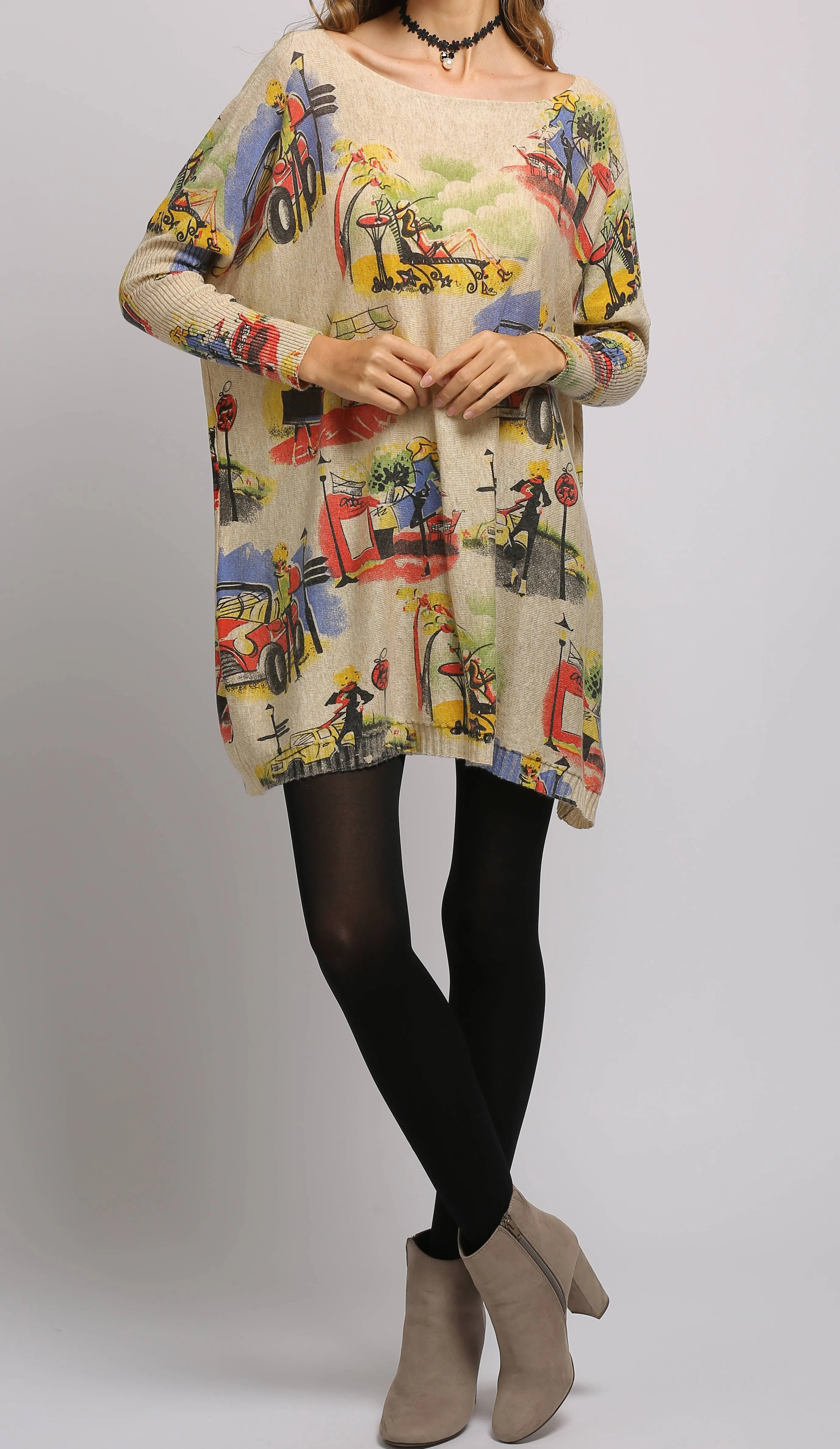 ellazhu Women Fall Long Sleeve Crewneck Loose Casual Sweater Sweatshirts DH03