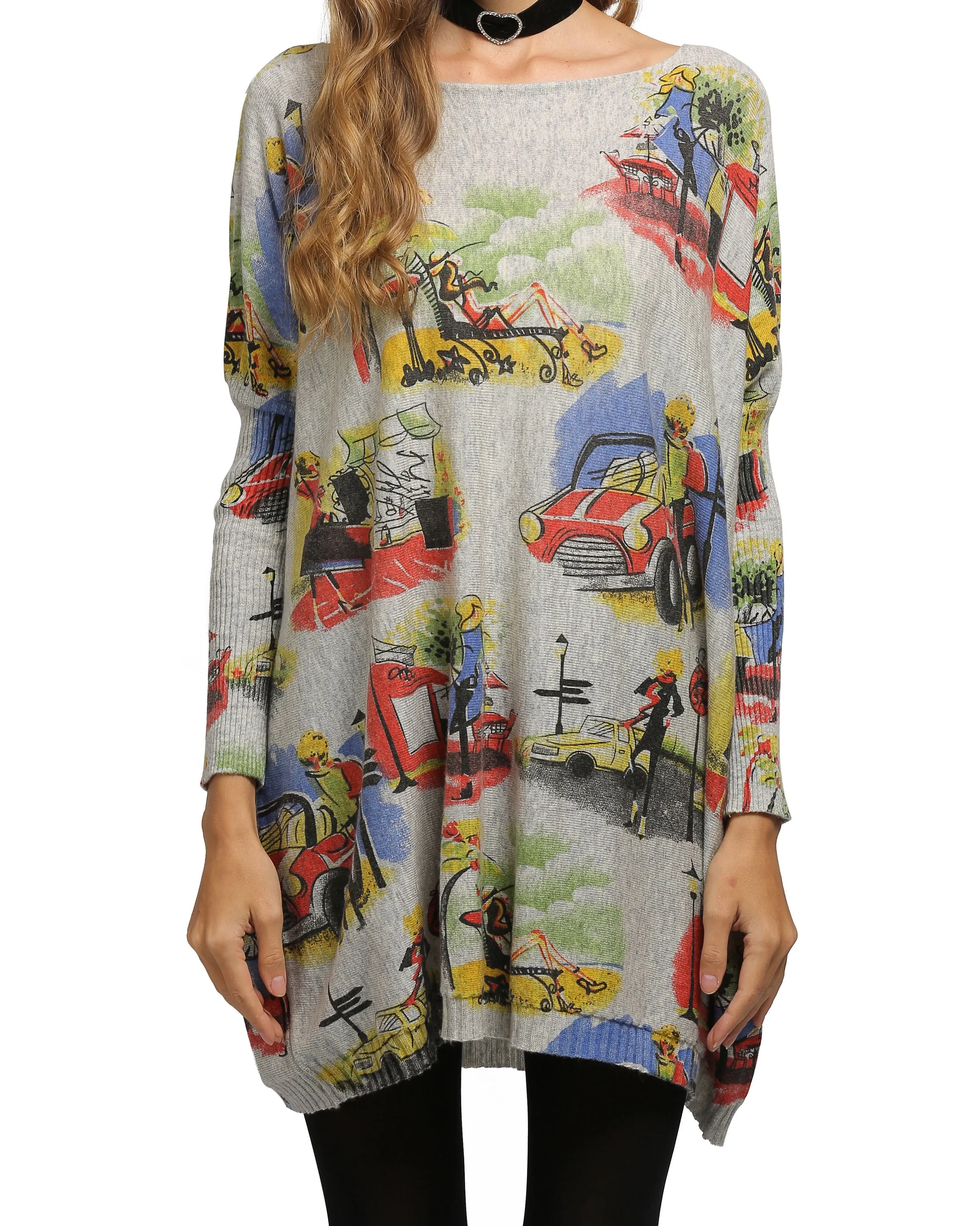 ellazhu Women Fall Long Sleeve Crewneck Loose Casual Sweater Sweatshirts DH03