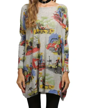 ellazhu Women Fall Long Sleeve Crewneck Loose Casual Sweater Sweatshirts DH03