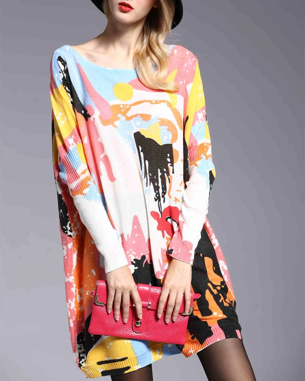 ❤ellazhu Women Fall Long Sleeve Crewneck Pattern Sweater Sweatshirts DH38