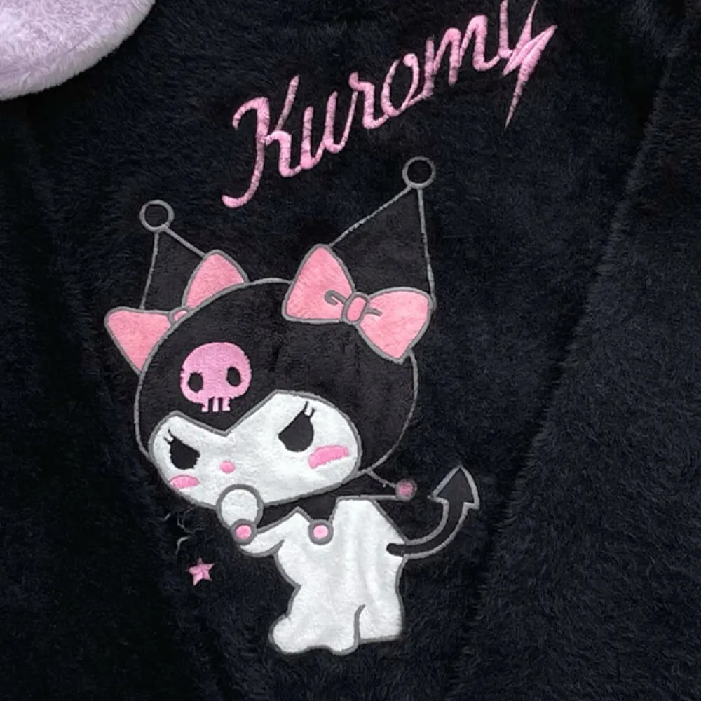 Embroidery Kuromi Frilled Neckline Pullover