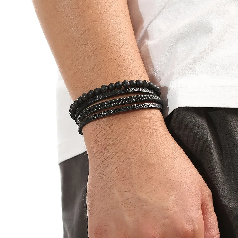 Fashion Layered Handmade Braided Leather Bracelet for Men | Vibrant Colors