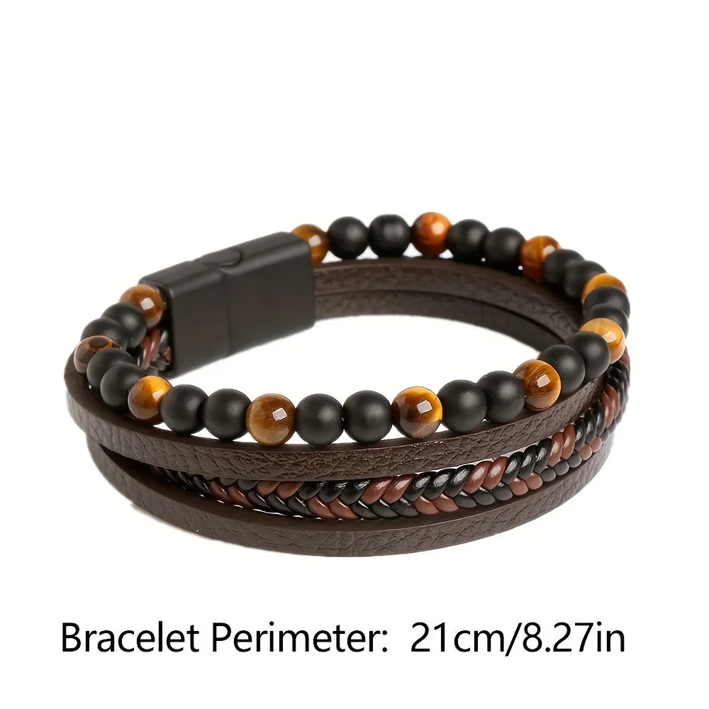 Fashion Layered Handmade Braided Leather Bracelet for Men | Vibrant Colors