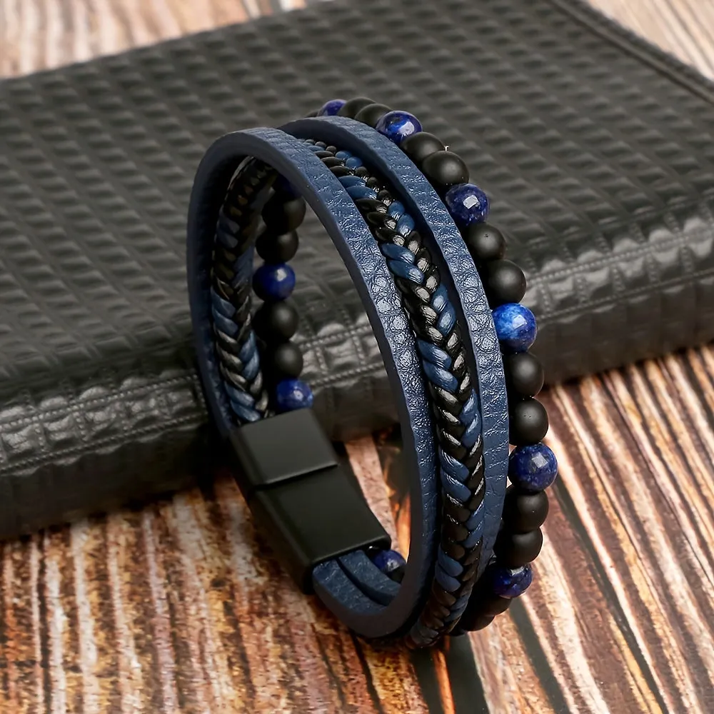 Fashion Layered Handmade Braided Leather Bracelet for Men | Vibrant Colors