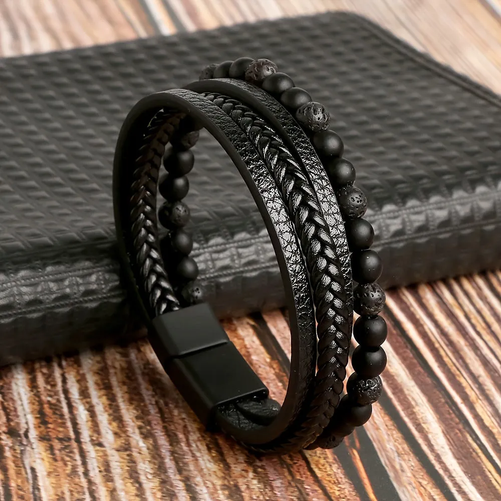 Fashion Layered Handmade Braided Leather Bracelet for Men | Vibrant Colors