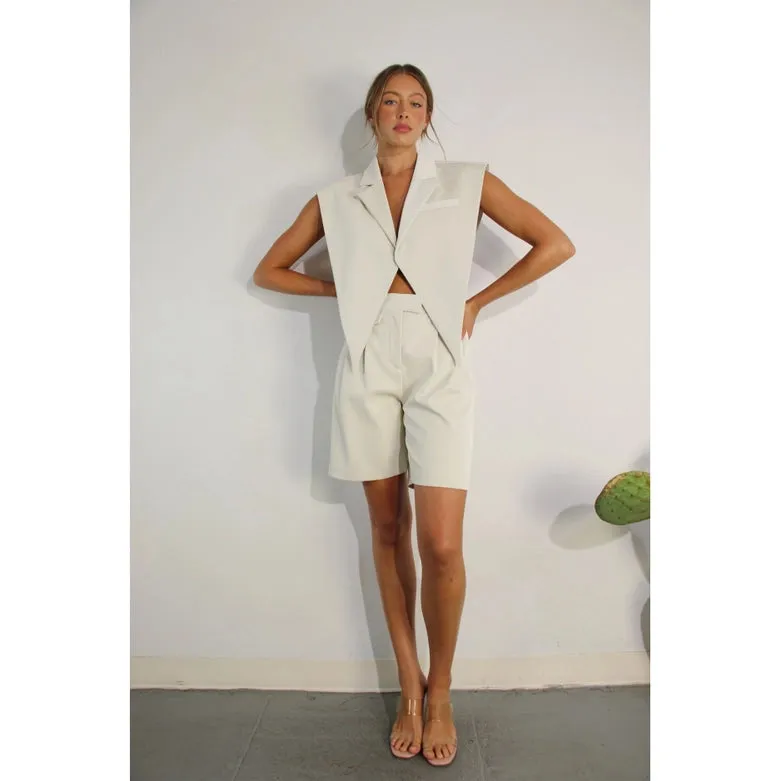 Faux Leather Vest CREAM