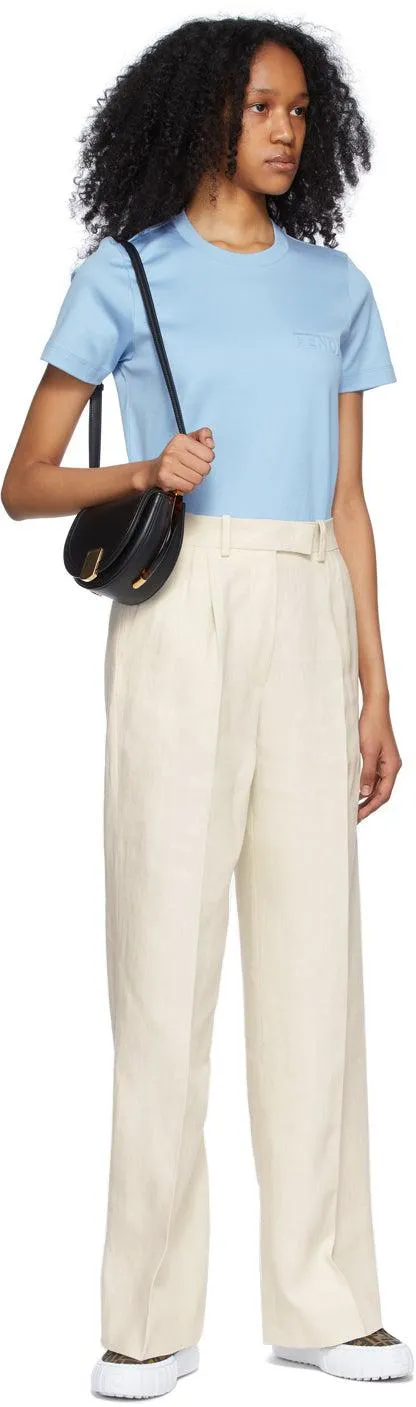 Fendi Off-White Linen Trousers