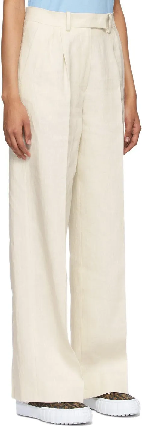 Fendi Off-White Linen Trousers