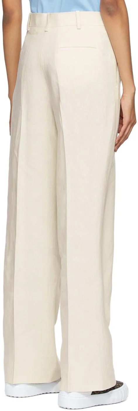 Fendi Off-White Linen Trousers