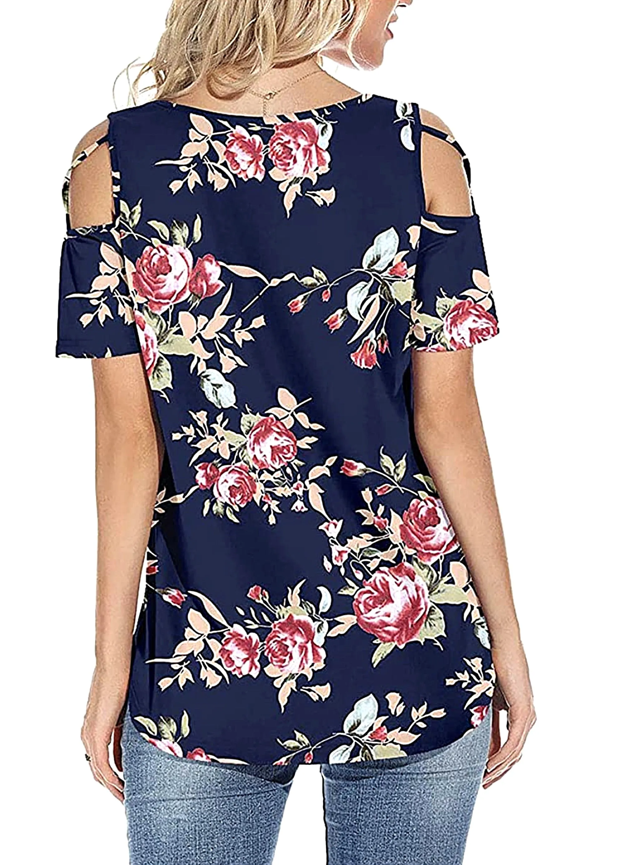 Floral Print Blouse - Navy