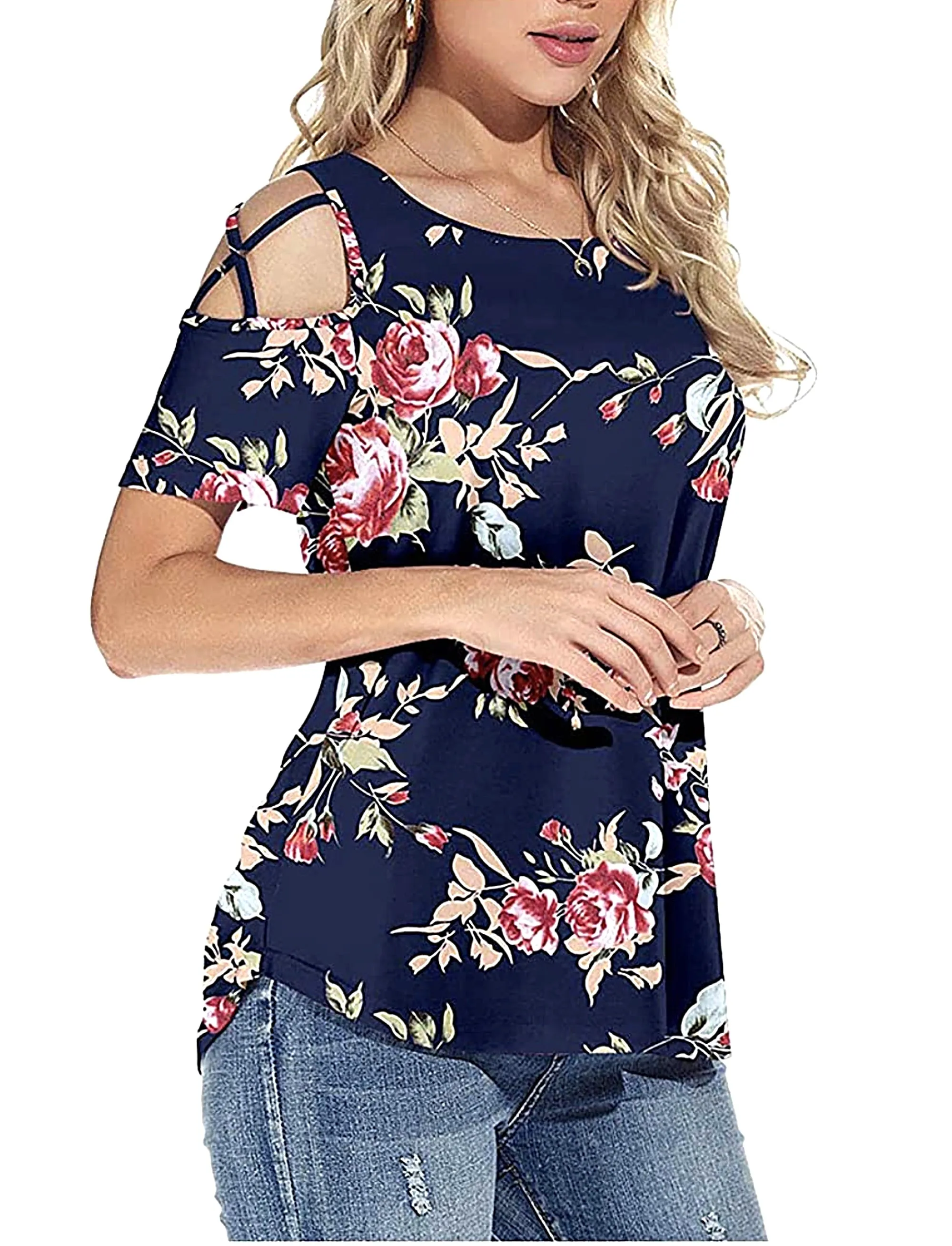 Floral Print Blouse - Navy