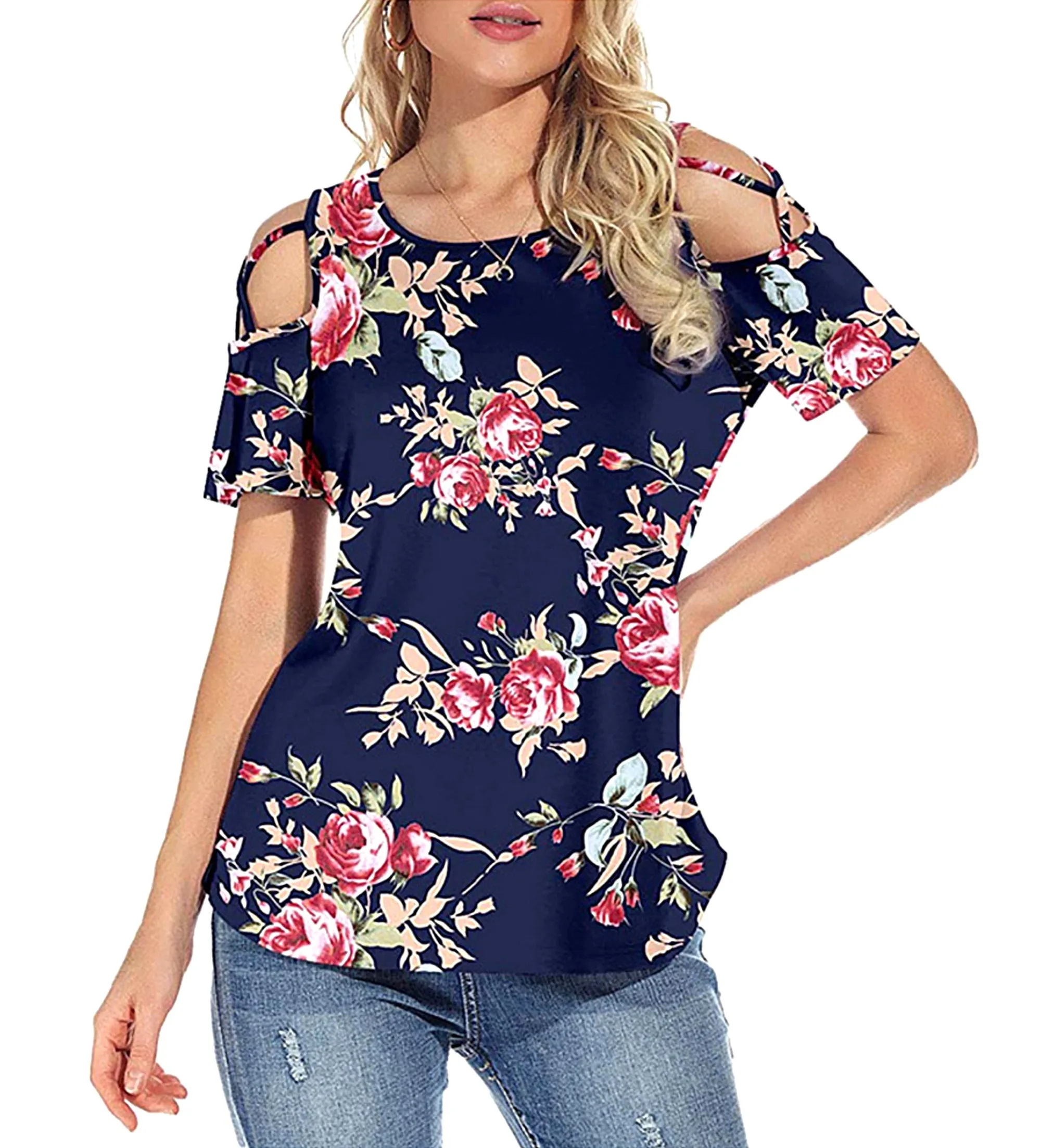 Floral Print Blouse - Navy