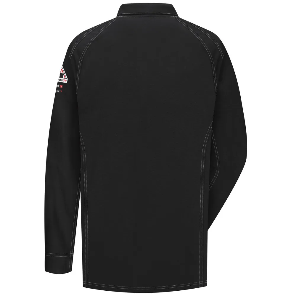 FR IQ SERIES LONG SLEEVE POLO - BK-Black | Bulwark QT12
