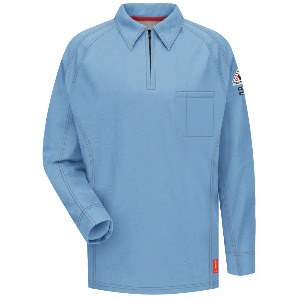 FR IQ SERIES LONG SLEEVE POLO - BL-Blue | Bulwark QT12