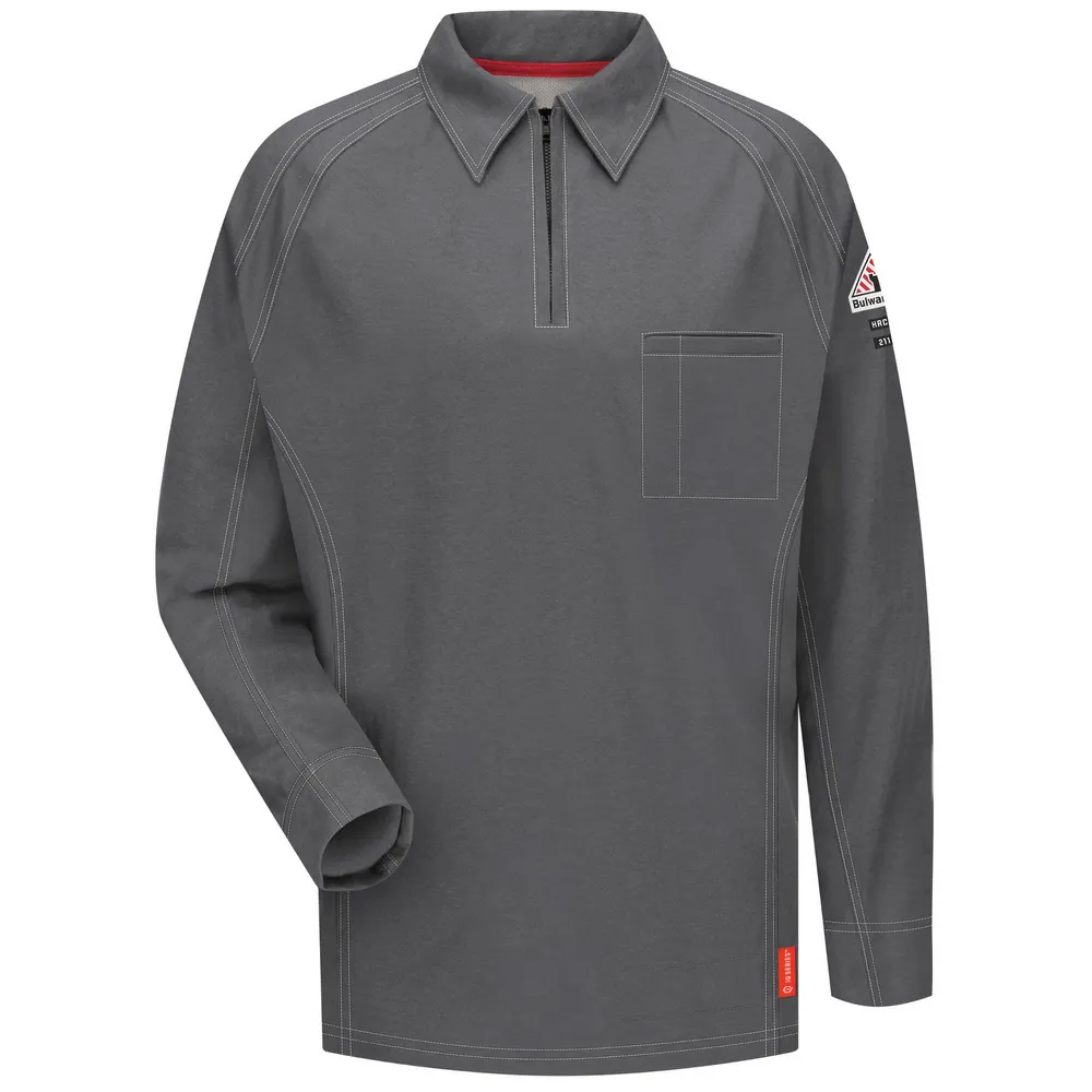FR IQ SERIES LONG SLEEVE POLO - CH-Charcoal | Bulwark QT12