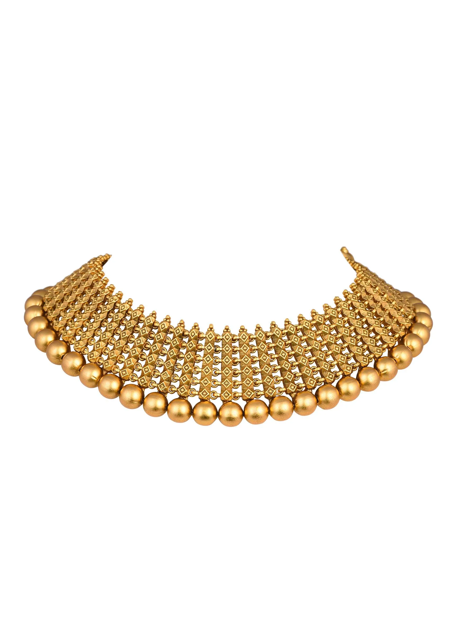 Gold Tone Temple Necklace With Layered Earrings
