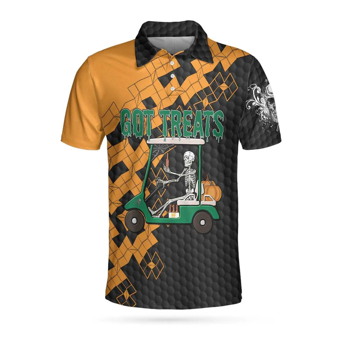 Got Golf And Got Treat Skull Golf Polo Shirt, Halloween Golf Shirt For Men, Halloween Gift For Golfers Coolspod