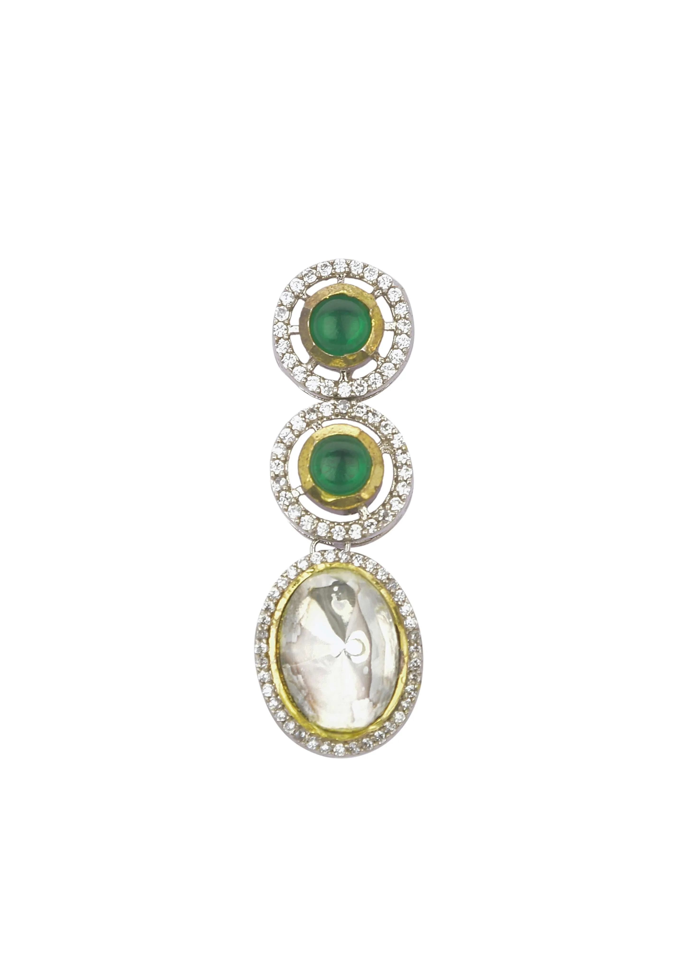 Green Two Layered Polki Necklace Set