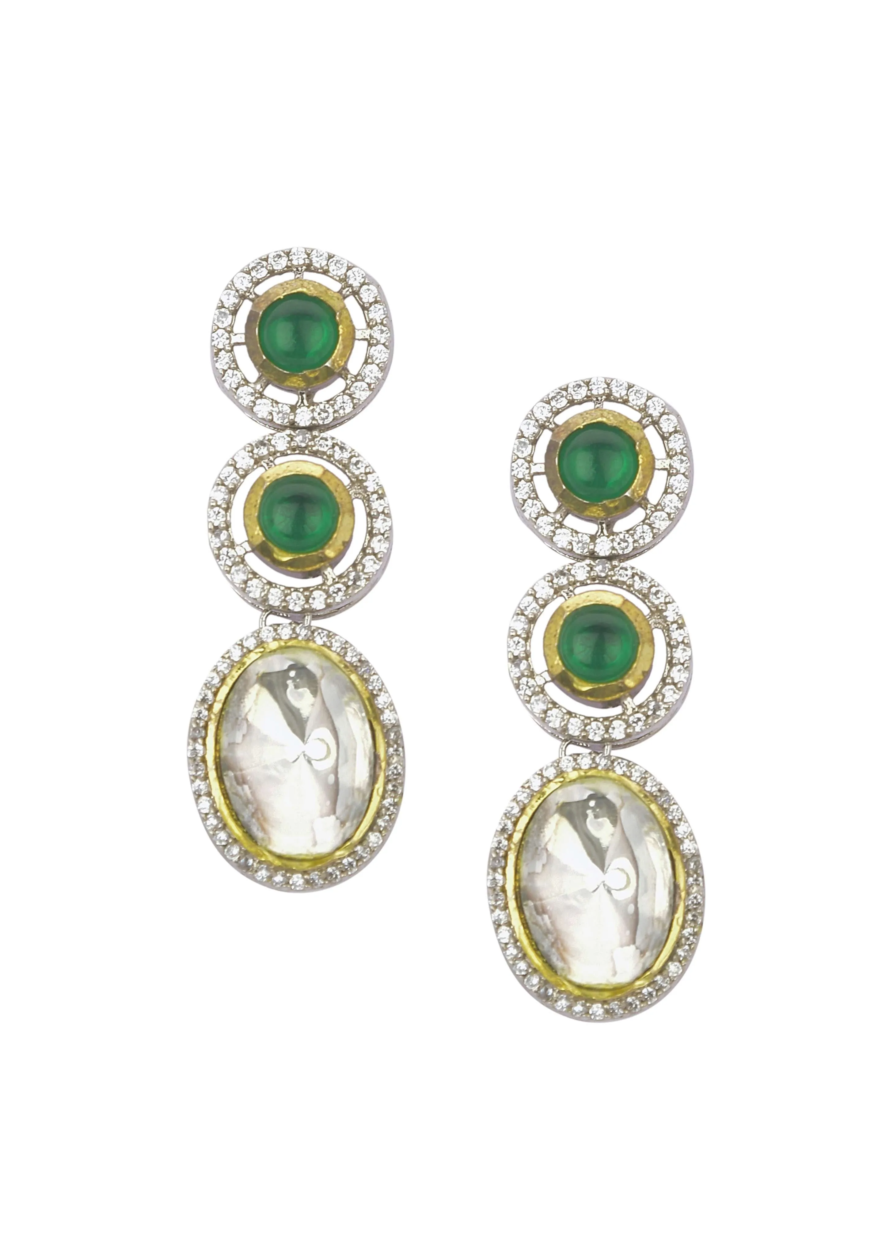 Green Two Layered Polki Necklace Set