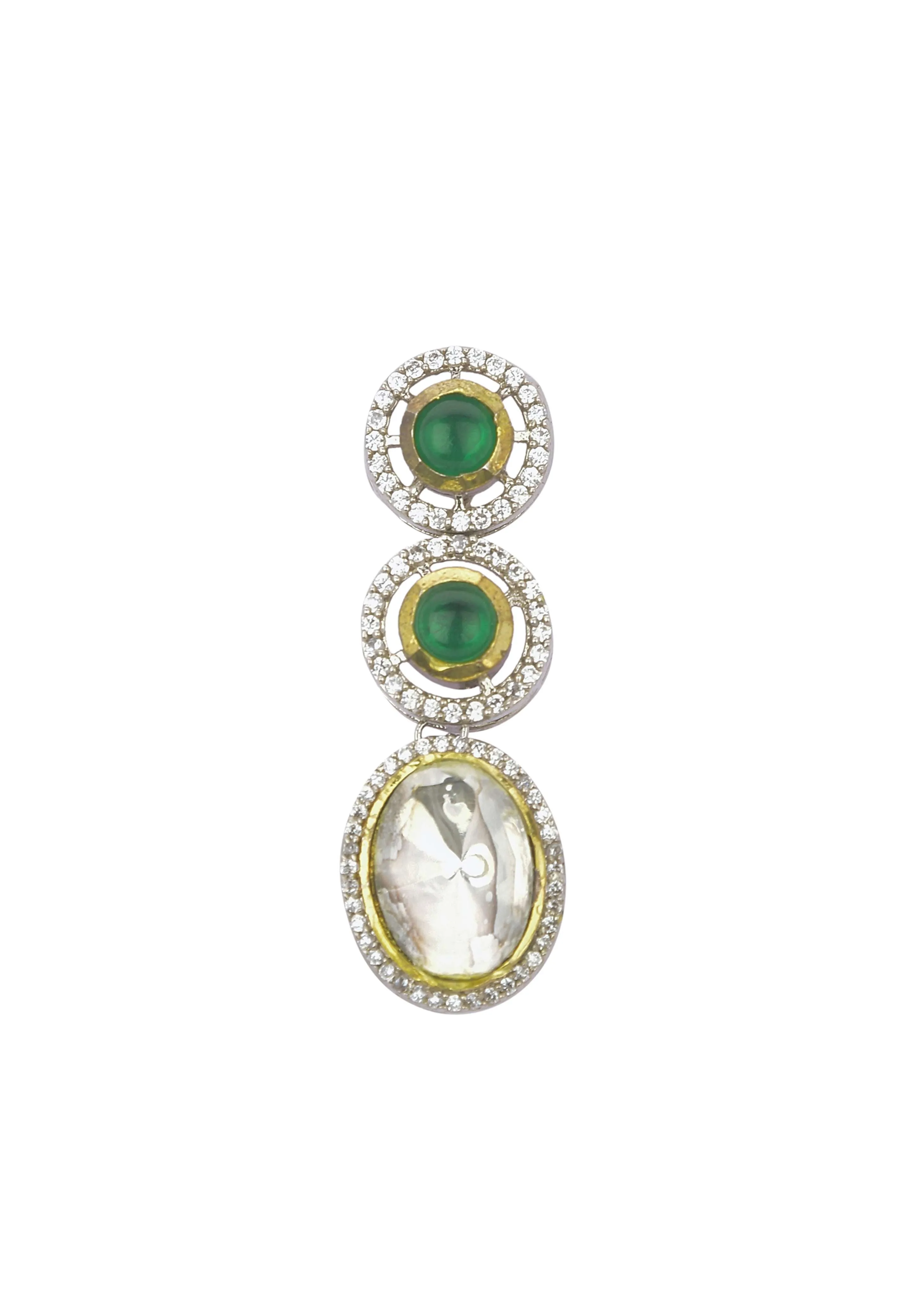 Green Two Layered Polki Necklace Set