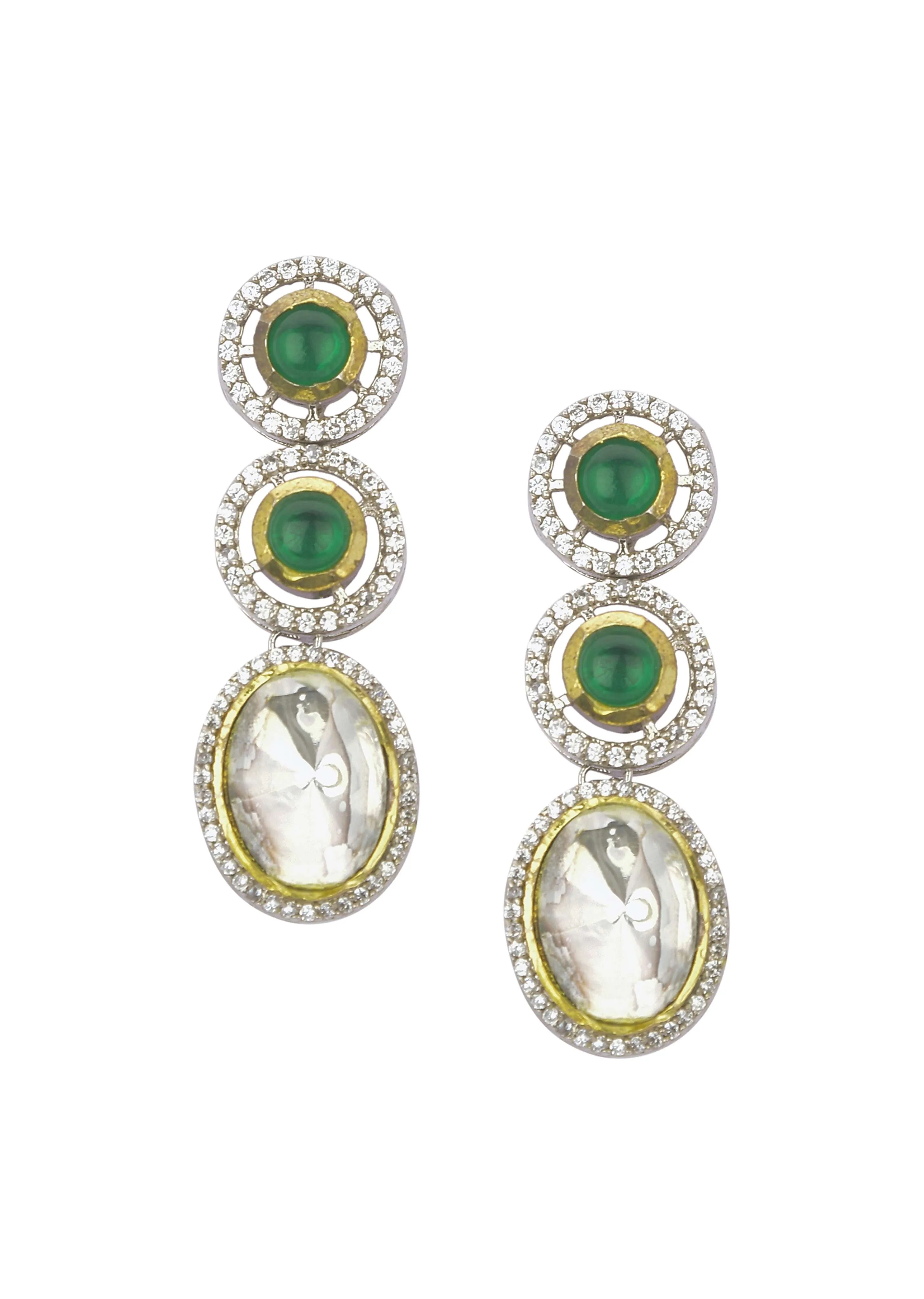 Green Two Layered Polki Necklace Set