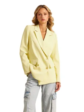 John & Jenn Lincoln Double Breasted Blazer- Lemon Chiffon