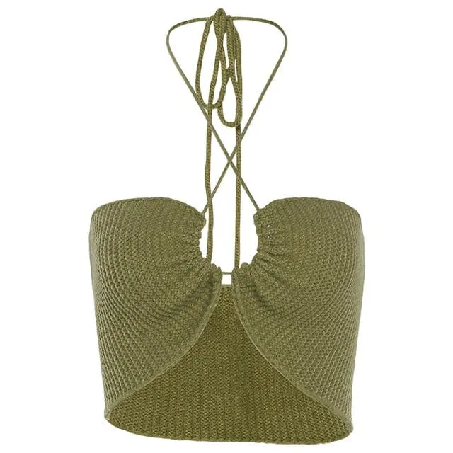 Katy Knit Halter Crop Top